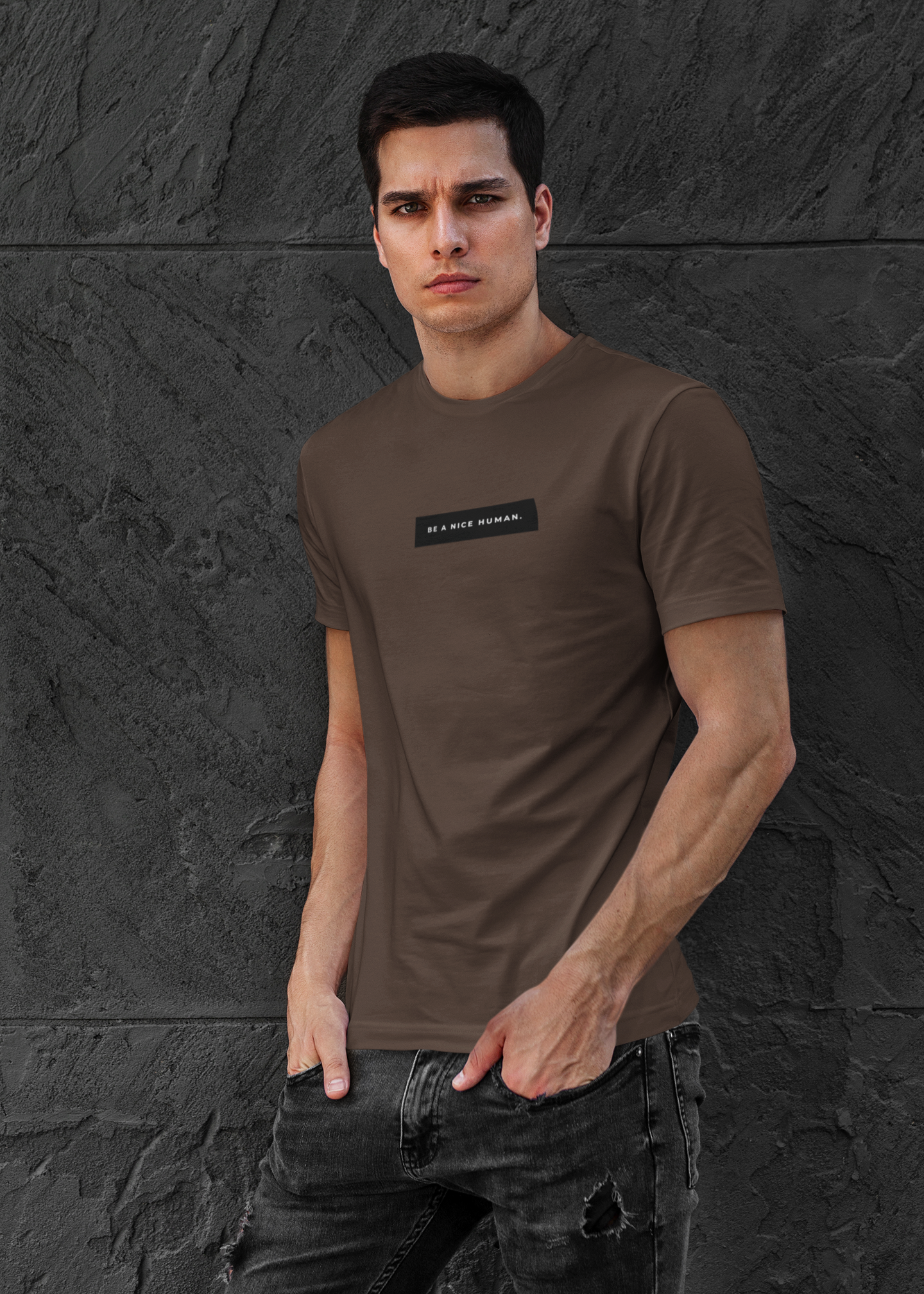 BE A NICE HUMAN PRINTED BASIC SHIRT