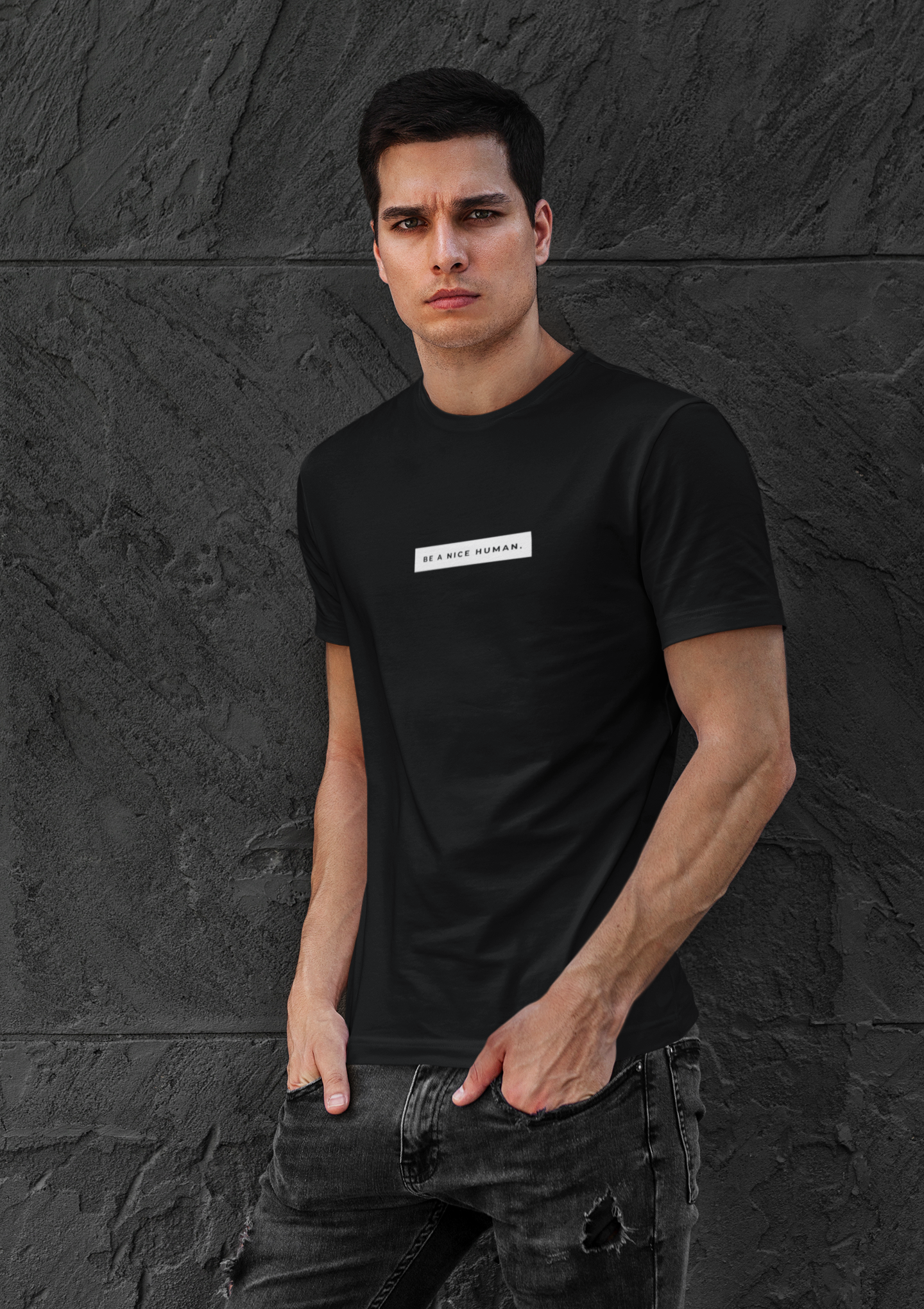 BE A NICE HUMAN PRINTED BASIC SHIRT